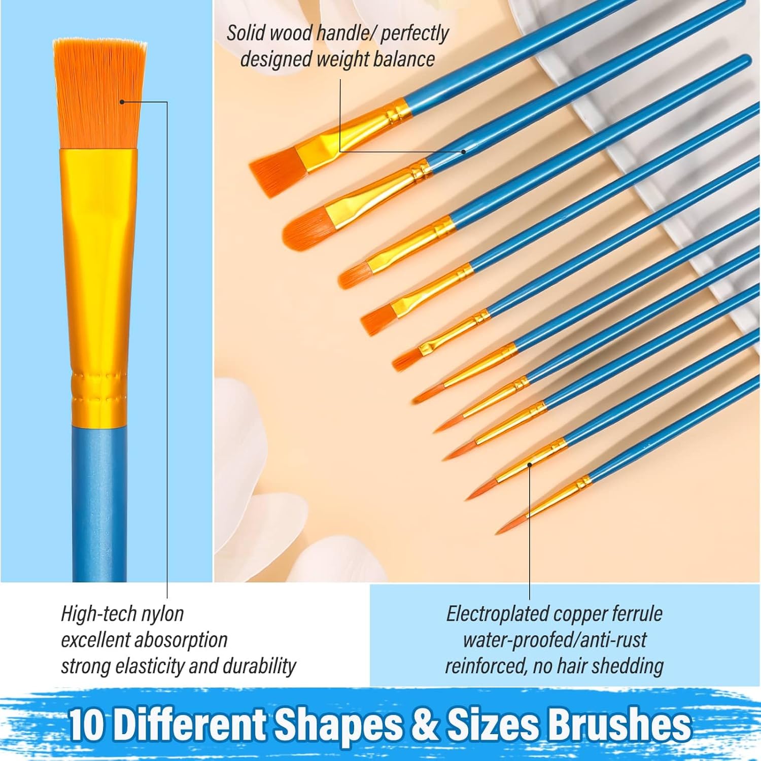 54 Pack Canvas with Easel Set 8 x 10 Inch Canvas Boards with Wooden Easels, Brushes Canvas Panel Kit for Beginners Art Crafts Sip and Party - Image 4