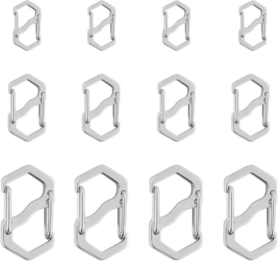 Double Opening Necklace Shortener Clasps, Gold and Silver, Stainless Steel S-Lock Jewelry Connectors (4S+4M+4L/Silver)